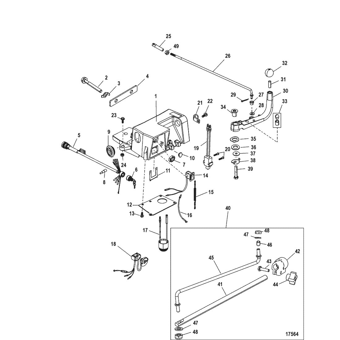 Steering Handle Kit Components(75/90/115 FourStroke)