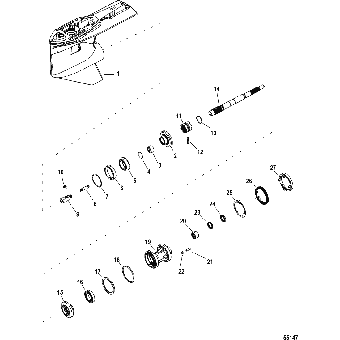 Gear Housing, Propeller Shaft, 2.07:1 Standard Rotation