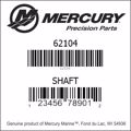 Bar codes for Mercury Marine part number 62104