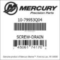 Bar codes for Mercury Marine part number 10-79953Q04