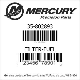 Mercury-Mercruiser 35-802893 FILTER-FUEL Genuine factory part