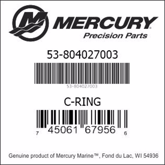 Bar codes for Mercury Marine part number 53-804027003