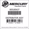 Bar codes for Mercury Marine part number 805185A37