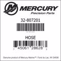 Bar codes for Mercury Marine part number 32-807201