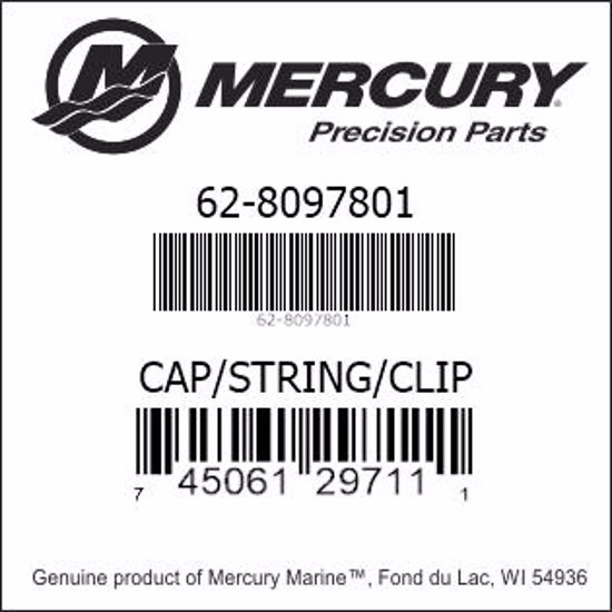 Mercury-Mercruiser 62-8097801 CAP/STRING AND CLIP Drain