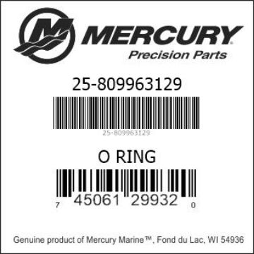 Mercury Marine part number 25-809963129 O RING Bar codes for Mercury Marine part number 25-809963129
