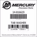 Mercury-Mercruiser 14-816629 TAB WASHER Genuine factory part