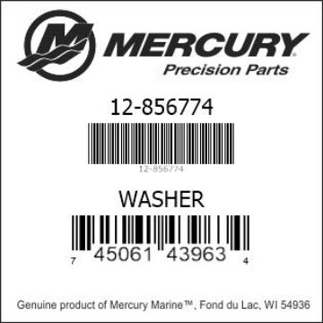 Mercury Marine part number 12-856774 WASHER Bar codes for Mercury Marine part number 12-856774