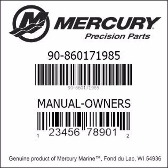 Mercury-Mercruiser 90-860171985 OWNERS MANUAL Genuine factory part