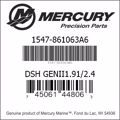 Bar codes for Mercury Marine part number 1547-861063A6