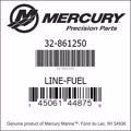 Bar codes for Mercury Marine part number 32-861250