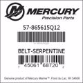 Bar codes for Mercury Marine part number 57-865615Q12