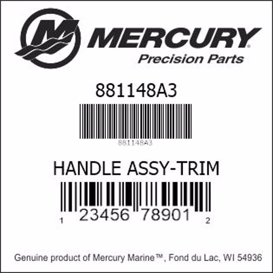 Mercury-Mercruiser 881148A3 HANDLE ASSY-TRIM Genuine Factory Part