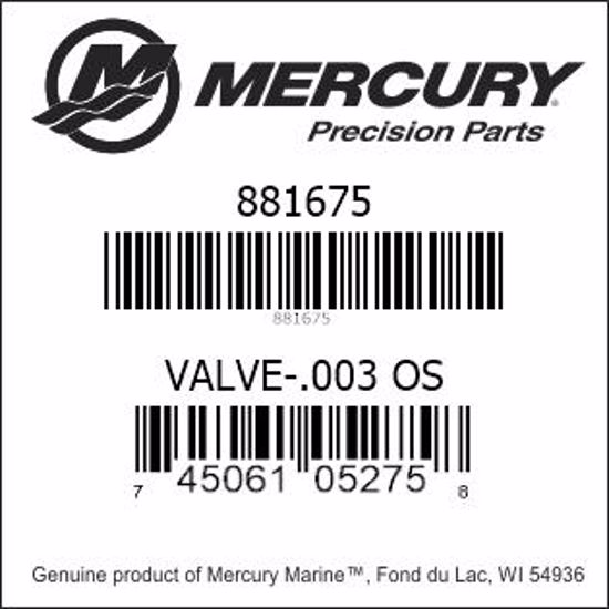 Bar codes for Mercury Marine part number 881675
