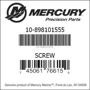 Mercury Marine part number 10-898101555 SCREW Bar codes for Mercury Marine part number 10-898101555