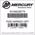 Bar codes for Mercury Marine part number 84-898289T79