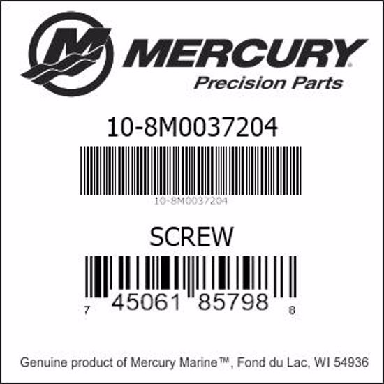 Bar codes for Mercury Marine part number 10-8M0037204