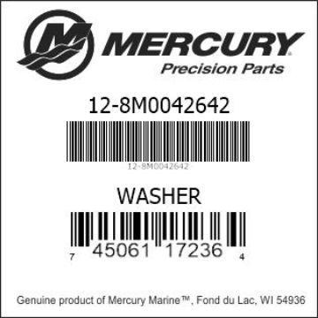Mercury Marine part number 12-8M0042642 WASHER Bar codes for Mercury Marine part number 12-8M0042642