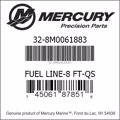 Mercury Outboard 32-8M0061883 Quicksilver Fuel Line Assembly 8 ft