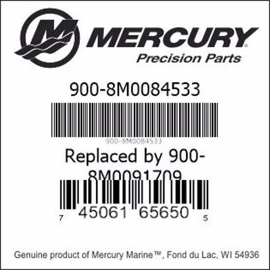 Bar codes for Mercury Marine part number 900-8M0084533