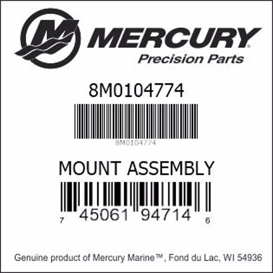 Bar codes for Mercury Marine part number 8M0104774