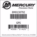 Bar codes for Mercury Marine part number 8M0130792