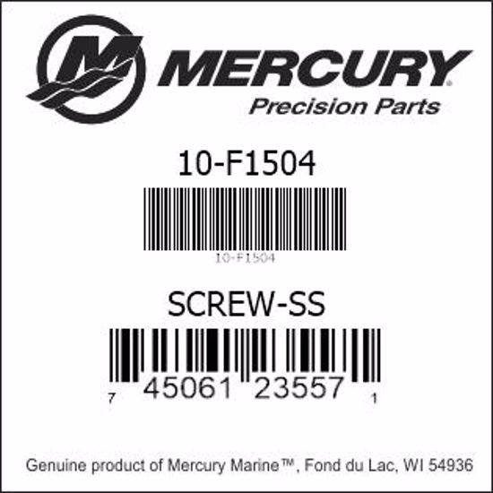 Bar codes for Mercury Marine part number 10-F1504